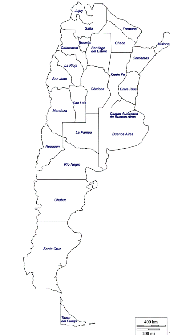 Mapa de argentina para colorear