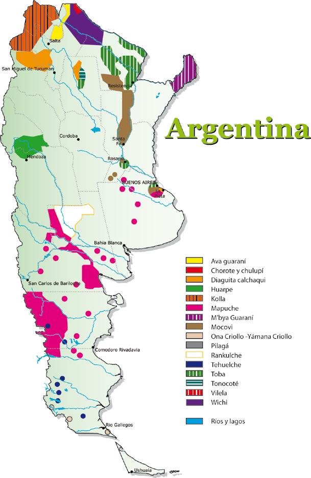 Mapa de pueblos originarios de Argentina